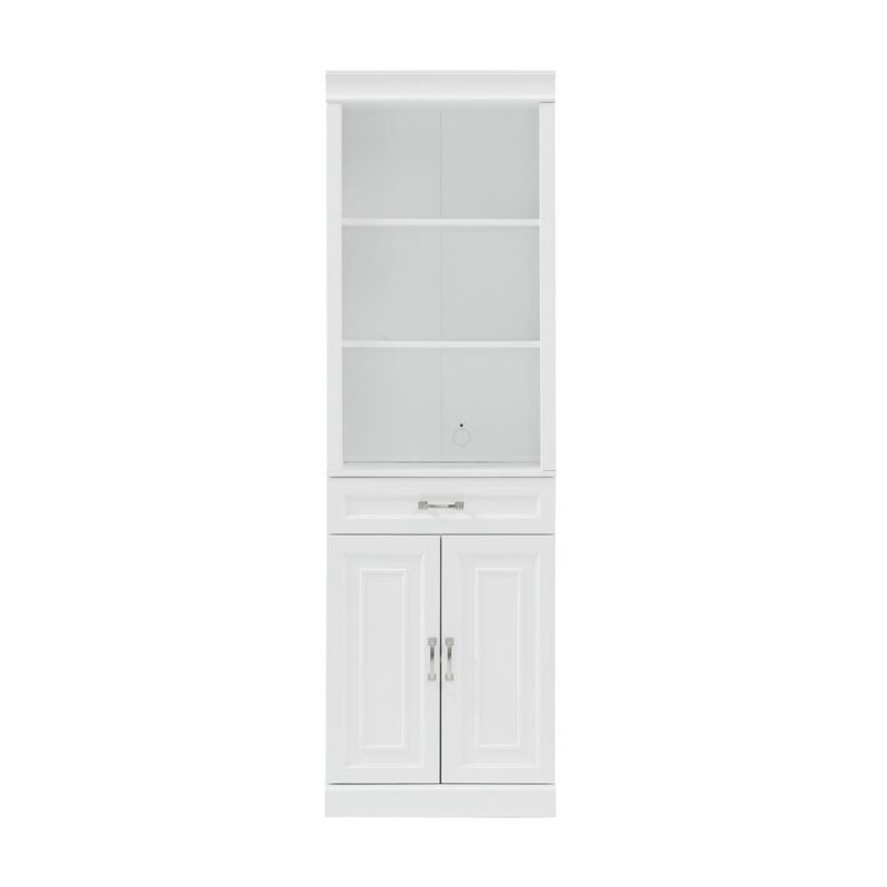 Crosley Furniture Stanton Traditional Wood/Metal Storage Bookcase in White