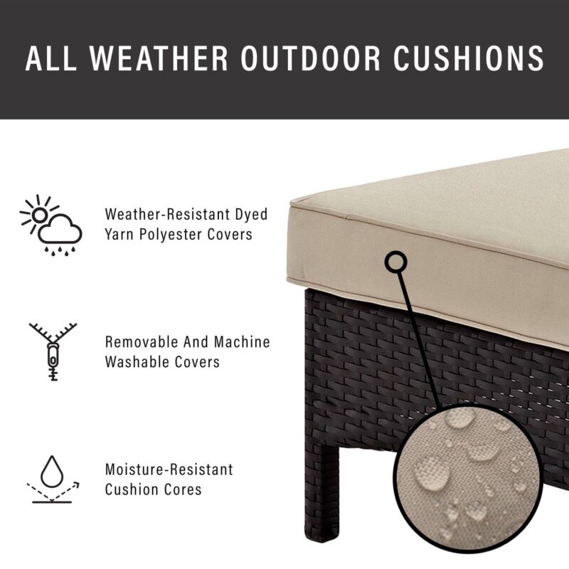 Crosley Palm Harbor Wicker Patio Chaise Lounge in Brown and Sand - Image 3