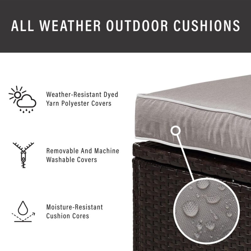 Crosley Palm Harbor Wicker Patio Loveseat in Brown and Gray - Image 2