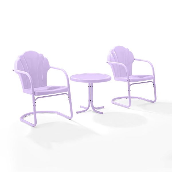 Crosley Tulip 3 Piece Retro Outdoor Chair Set, Lavender