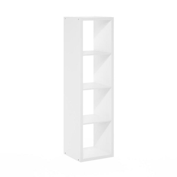 Cubicle Open Back Decorative Verticle Cube Storage Organizer, 4-Cube, White