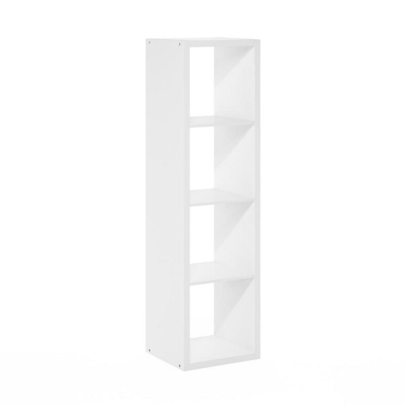 Cubicle Open Back Decorative Verticle Cube Storage Organizer, 4-Cube, White