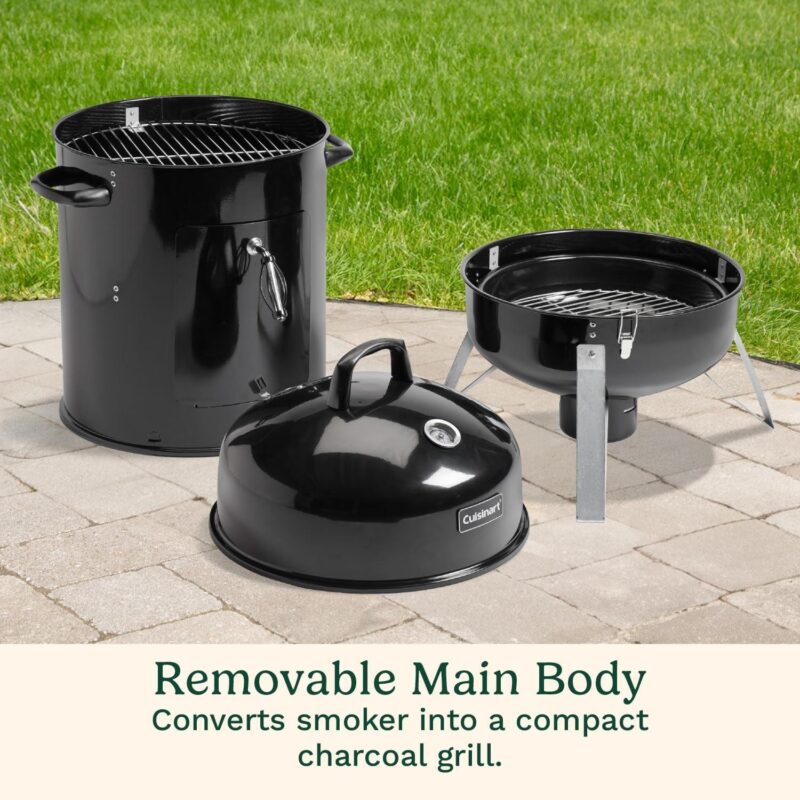 Cuisinart 18a Vertical Charcoal Smoker, Integrated Thermometer, Water Bowl and Dual Vents Perfect for Smoked Brisket, Chrome Plated Grates Smoker Grill for BBQ, Camping, Tailgates - Image 2