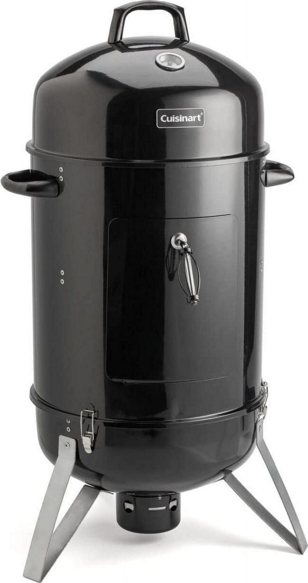 Cuisinart 18a Vertical Charcoal Smoker, Integrated Thermometer, Water Bowl and Dual Vents Perfect for Smoked Brisket, Chrome Plated Grates Smoker Grill for BBQ, Camping, Tailgates