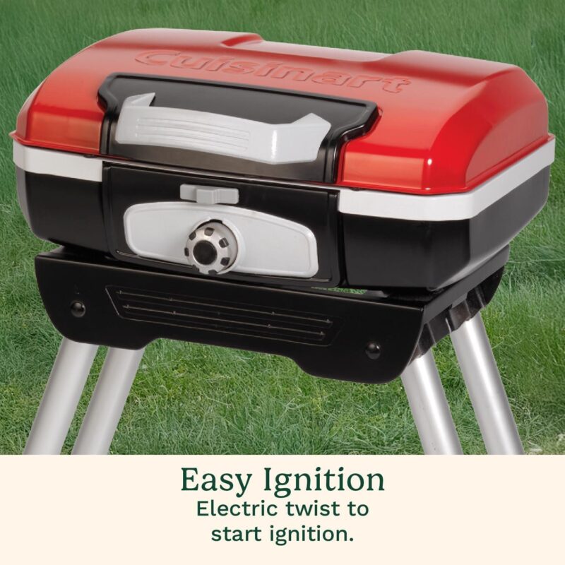 Cuisinart CGG-180 Petite Gourmet Portable 5,500 BTU Versastand Gas Grill, Red - Image 2