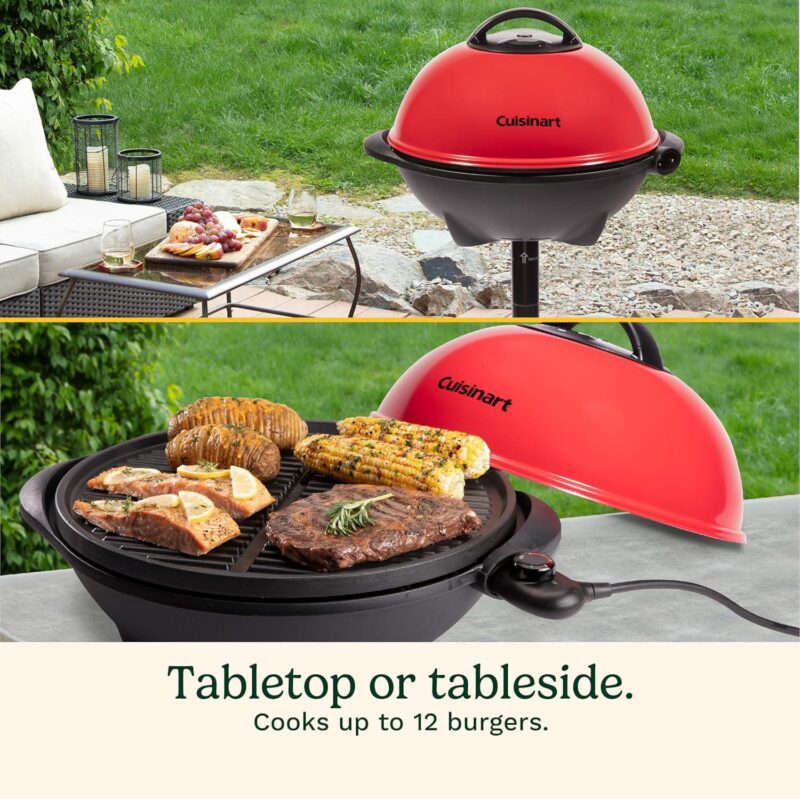 Cuisinart Indoor/Outdoor Electric Grill, 2-in-1 Portable BBQ with Non-Stick Cooking Surface, Electric Grill Outdoor with Adjustable Heat, Stand/Tabletop Options for Cookouts, Barbecues, Small Spaces - Image 3