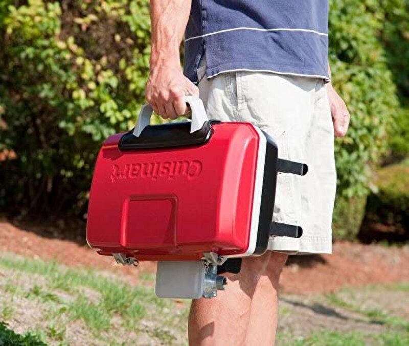 Cuisinart Petite Gourmet Portable Gas Grill, Compact and Lightweight Tabletop Small Grill for BBQs, Camping, Tailgates and Small Spaces, 5,500 BTU Burner Folding with Carry Handles, Red - Image 5