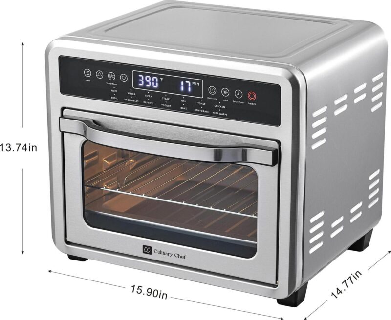 Culinary Chef Air Fryer Oven, Digital, 26 Quart 10-in-1 Countertop Toaster Oven and Air Fryer Combo in Stainless Steel - Image 5