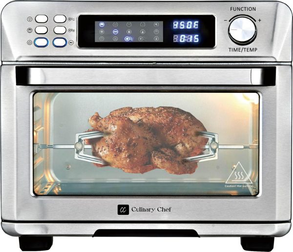 Culinary Chef Air Fryer Oven, Digital, 26 Quart 10-in-1 Countertop Toaster Oven and Air Fryer Combo in Stainless Steel
