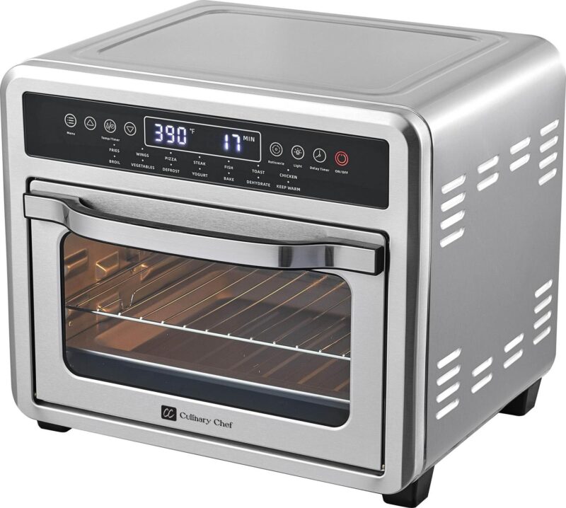 Culinary Chef Air Fryer Oven, Digital, 26 Quart 10-in-1 Countertop Toaster Oven and Air Fryer Combo in Stainless Steel - Image 4
