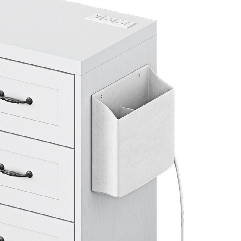 DEXTRUS 6-Drawer Double Dresser with Power Outlets, Wood Storage Cabinet Chest of Drawers, White - Image 4