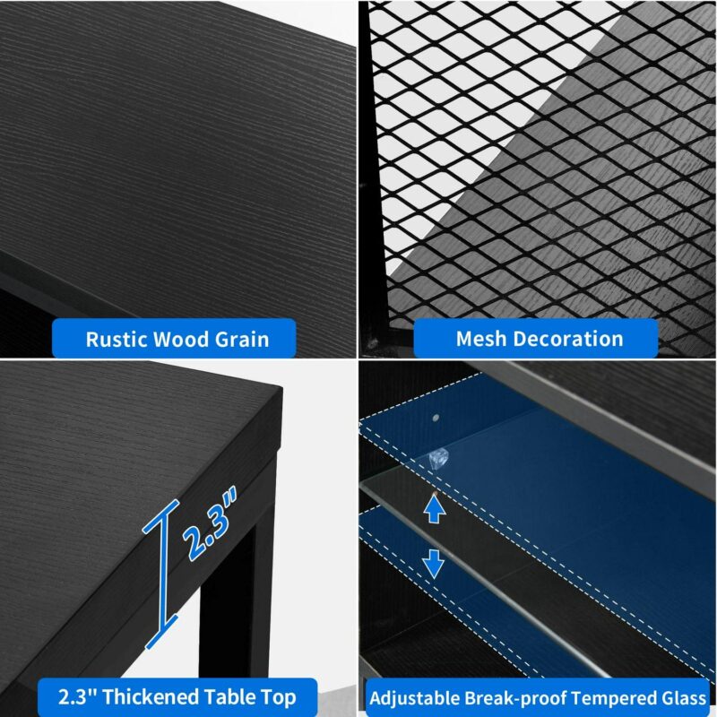 DEXTRUS LED TV Stands w/Power Outlets, Industrial TV Stand for 55/60/65/70 inch, Entertainment Center TV Cabinet for Living Room, Black - Image 6