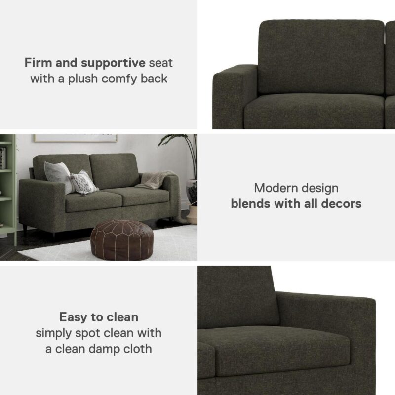 DHP Cooper 3 Seater Sofa, Gray Linen - Image 6