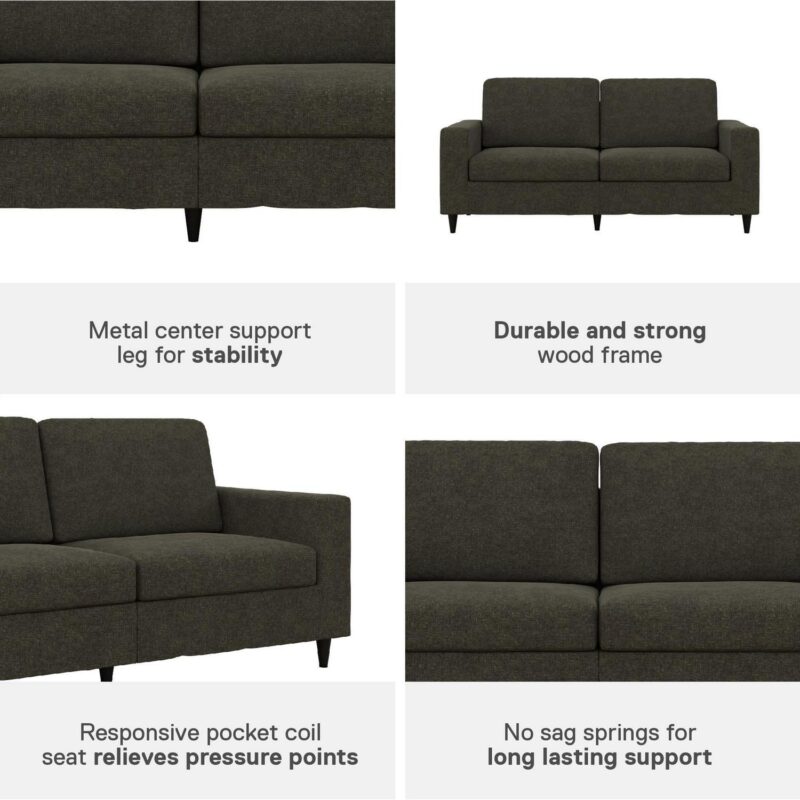 DHP Cooper 3 Seater Sofa, Gray Linen - Image 7
