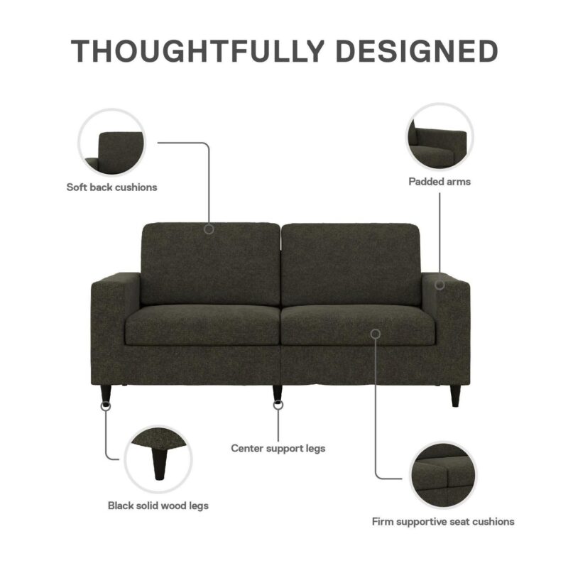 DHP Cooper 3 Seater Sofa, Gray Linen - Image 9