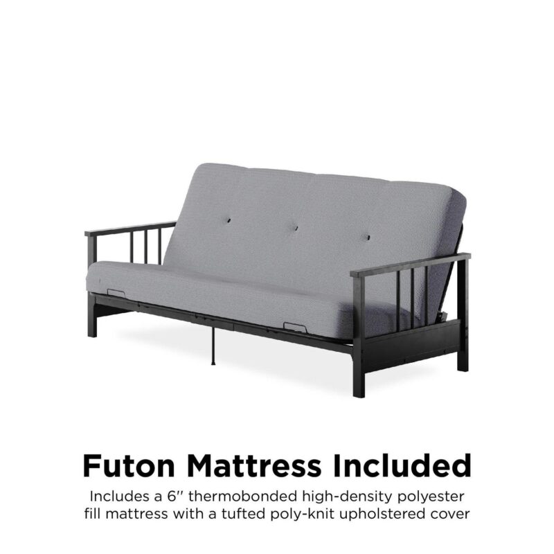 DHP Harlow Full Metal Arm Futon with 6-Inch Thermobonded High Density Polyester Fill Herringbone Mattress - Image 7