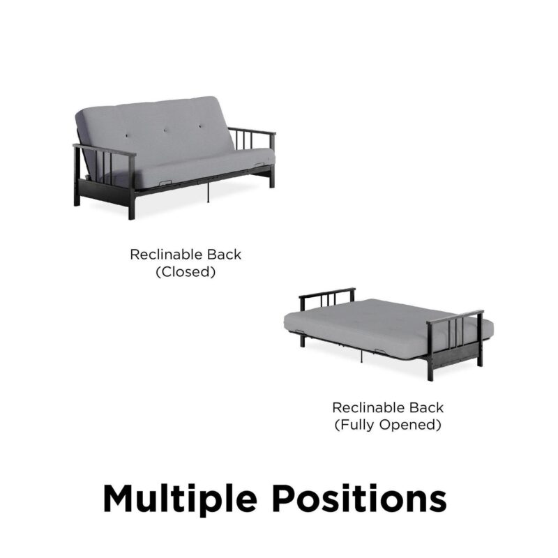 DHP Harlow Full Metal Arm Futon with 6-Inch Thermobonded High Density Polyester Fill Herringbone Mattress - Image 6