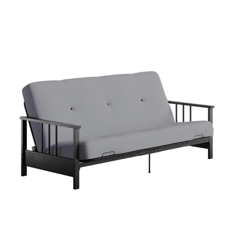 DHP Harlow Full Metal Arm Futon with 6-Inch Thermobonded High Density Polyester Fill Herringbone Mattress - Image 4