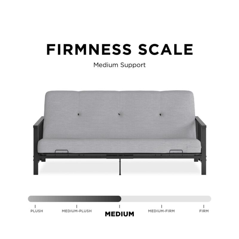 DHP Harlow Full Metal Arm Futon with 6-Inch Thermobonded High Density Polyester Fill Herringbone Mattress - Image 9