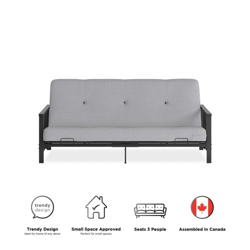 DHP Harlow Full Metal Arm Futon with 6-Inch Thermobonded High Density Polyester Fill Herringbone Mattress - Image 10