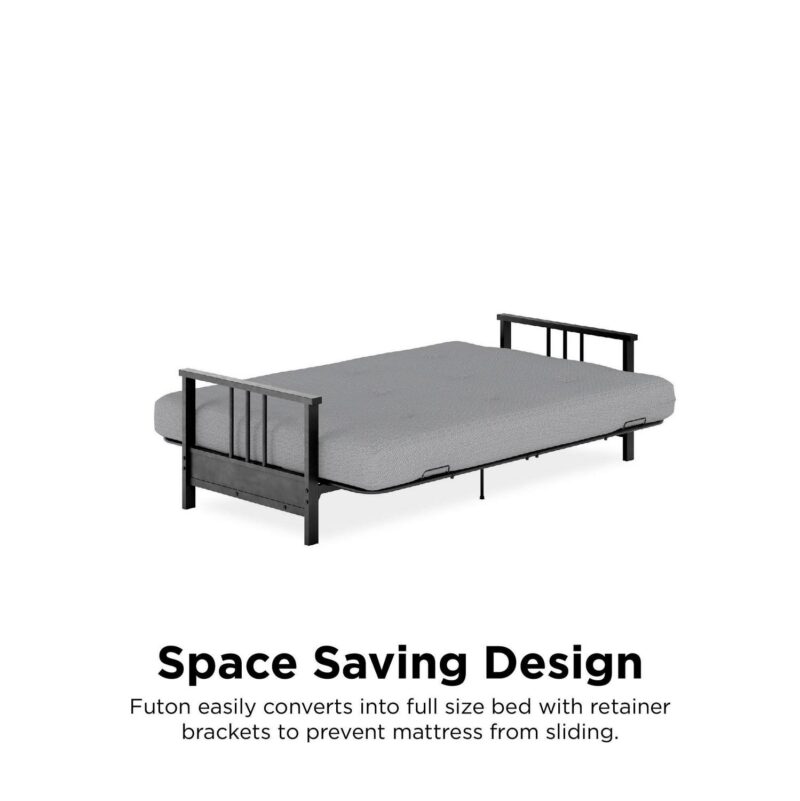 DHP Harlow Full Metal Arm Futon with 6-Inch Thermobonded High Density Polyester Fill Herringbone Mattress - Image 8