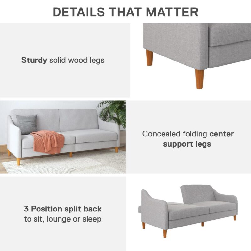 DHP Jasper Coil Futon, Light Gray Linen - Image 6