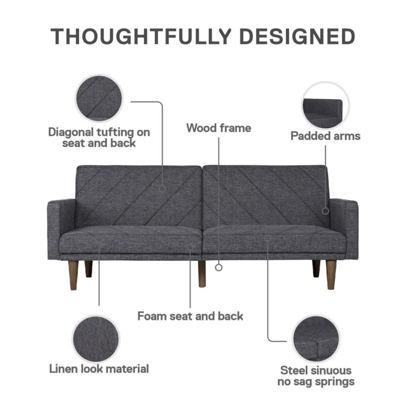 DHP Paxson Futon, Dark Gray Linen - Image 7