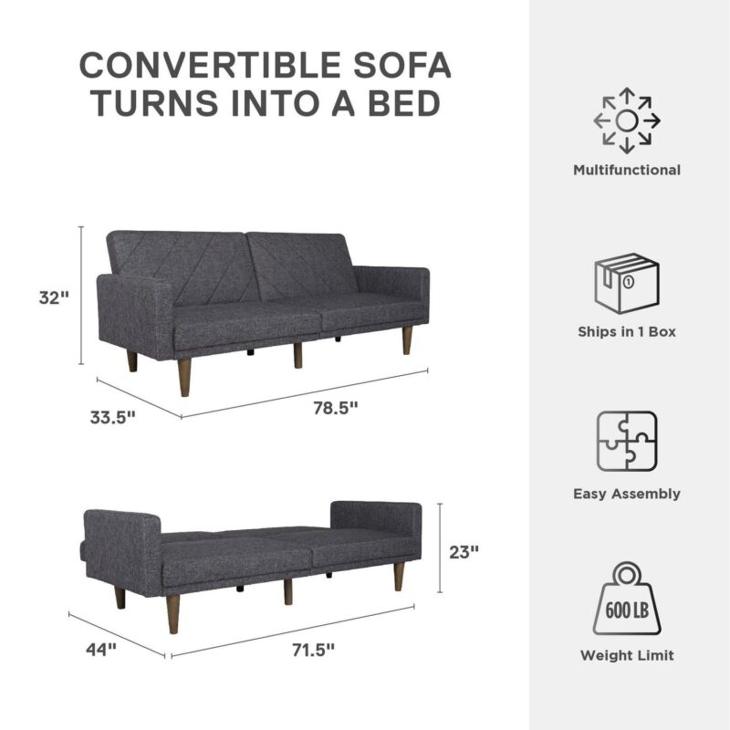 DHP Paxson Futon, Dark Gray Linen - Image 8
