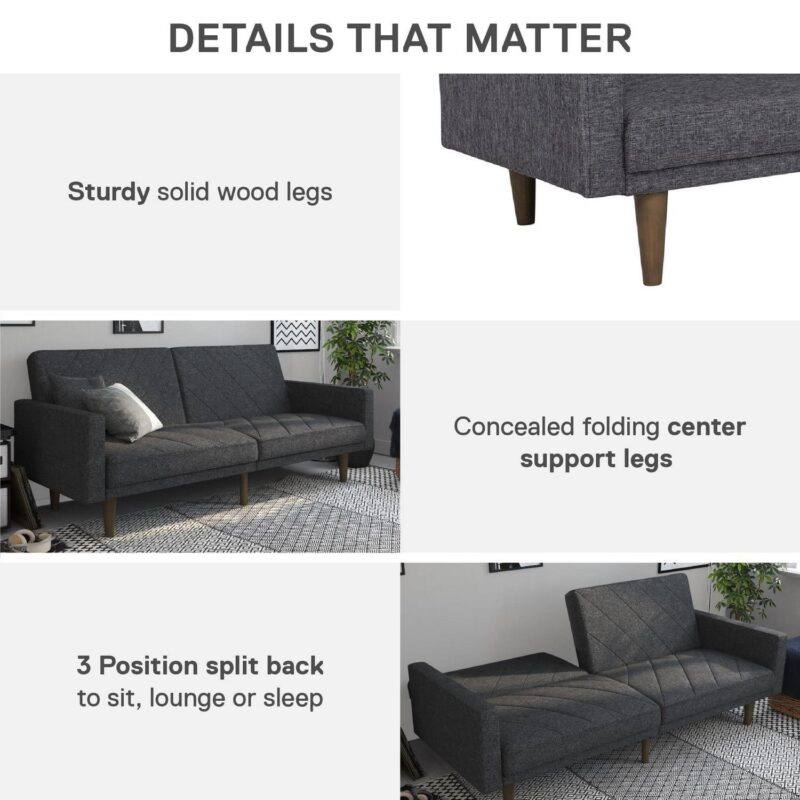 DHP Paxson Futon, Dark Gray Linen - Image 6