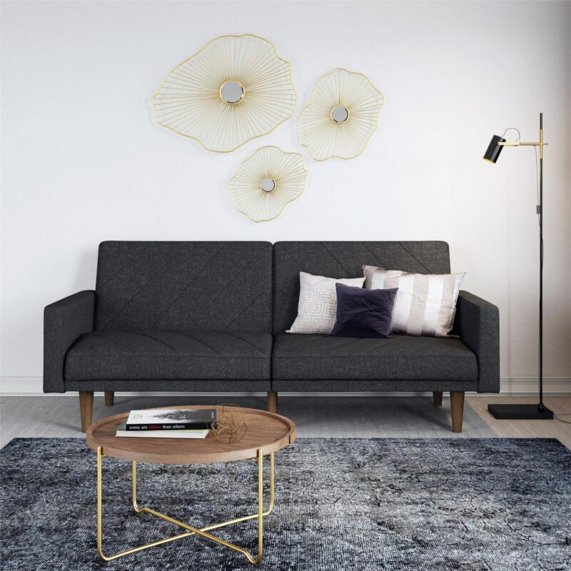DHP Paxson Futon, Dark Gray Linen - Image 2