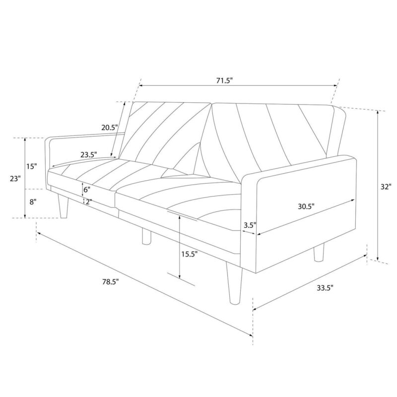 DHP Paxson Futon, Dark Gray Linen - Image 11