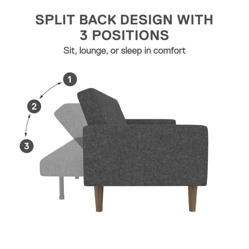 DHP Paxson Futon, Dark Gray Linen - Image 10
