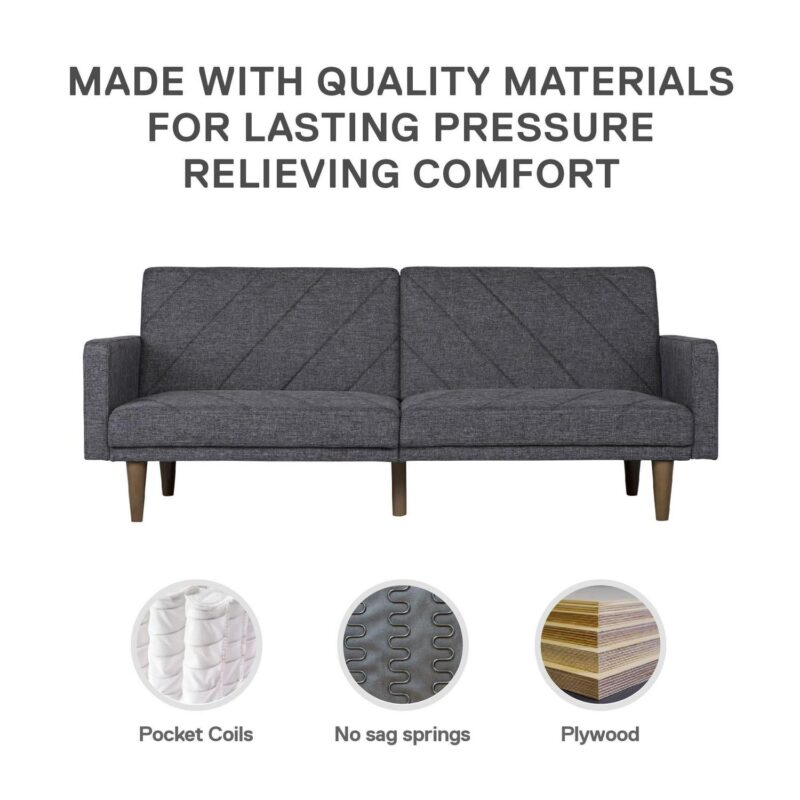 DHP Paxson Futon, Dark Gray Linen - Image 9