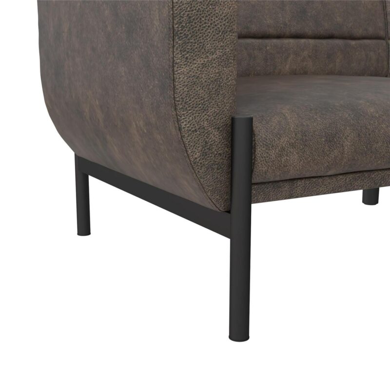 DHP Sadie Futon Sofa Bed and Couch Sleeper, Distressed Medium Brown Faux Leather - Image 15
