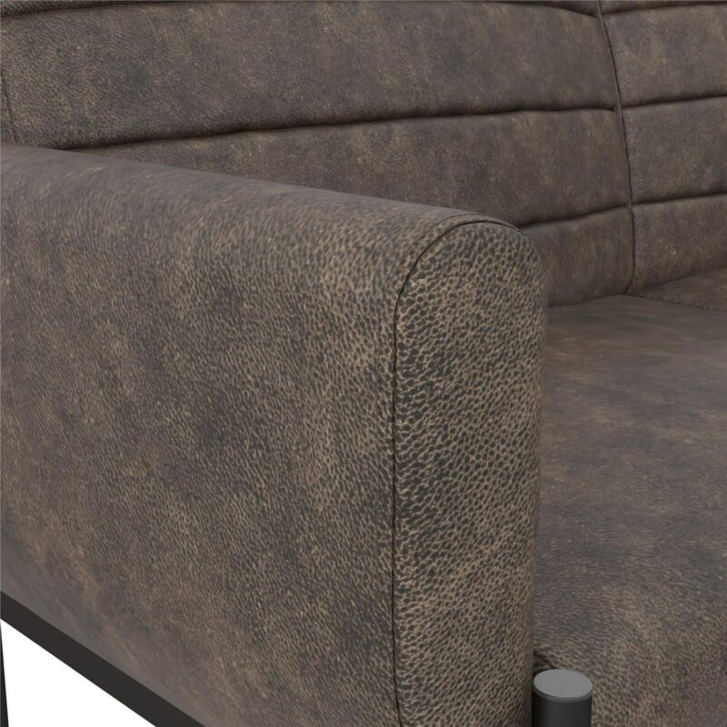 DHP Sadie Futon Sofa Bed and Couch Sleeper, Distressed Medium Brown Faux Leather - Image 16