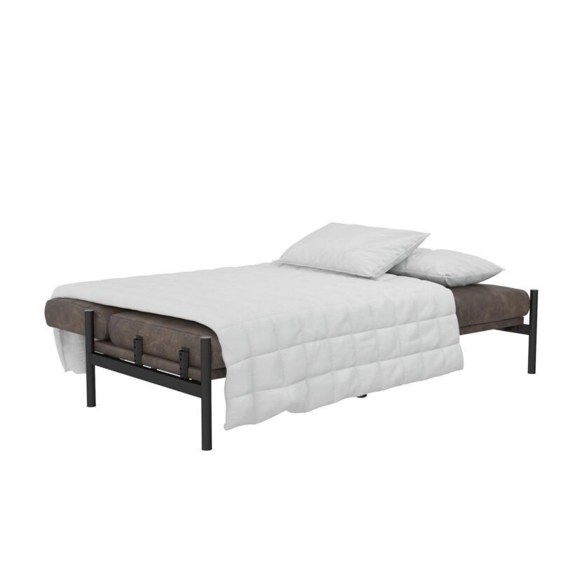 DHP Sadie Futon Sofa Bed and Couch Sleeper, Distressed Medium Brown Faux Leather - Image 18