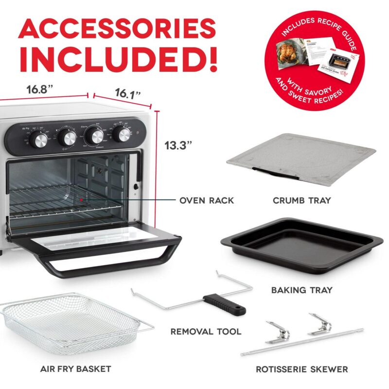 Dash Chef Series 7 in 1 Convection Air Fryer Oven With Non-Stick Fry Basket, Baking Pan and Rack, 23L, 1500 Watt - Image 6