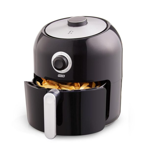 Dash Family Size Air Fryer with Temp Control, Nonstick Basket, Recipe Guide + Auto Shut off, 6 Quart - Black - New - 16.1 in. Tall