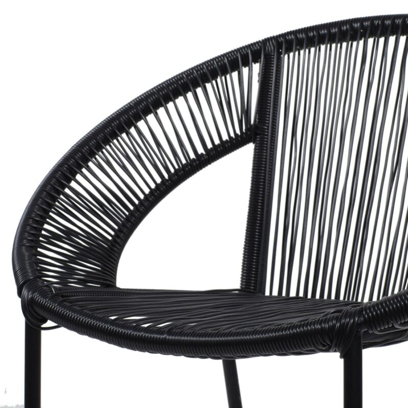 DecMode Black Plastic Rattan Contemporary Outdoor Chair, 29 W x 23 L x 30 H, featuring a Rounded Seat with Backrest - Image 5
