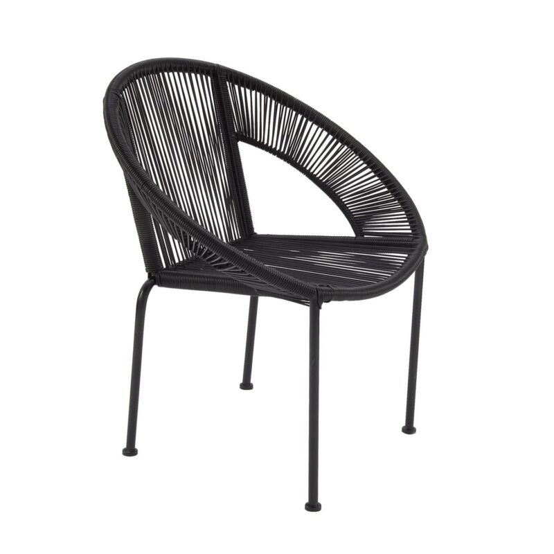 DecMode Black Plastic Rattan Contemporary Outdoor Chair, 29 W x 23 L x 30 H, featuring a Rounded Seat with Backrest - Image 8