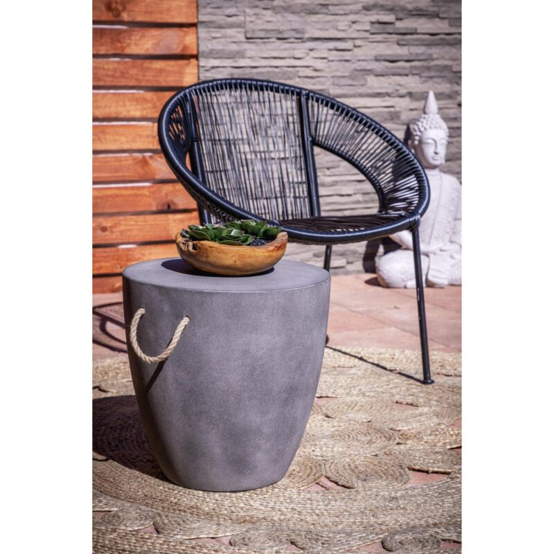DecMode Black Plastic Rattan Contemporary Outdoor Chair, 29 W x 23 L x 30 H, featuring a Rounded Seat with Backrest - Image 2