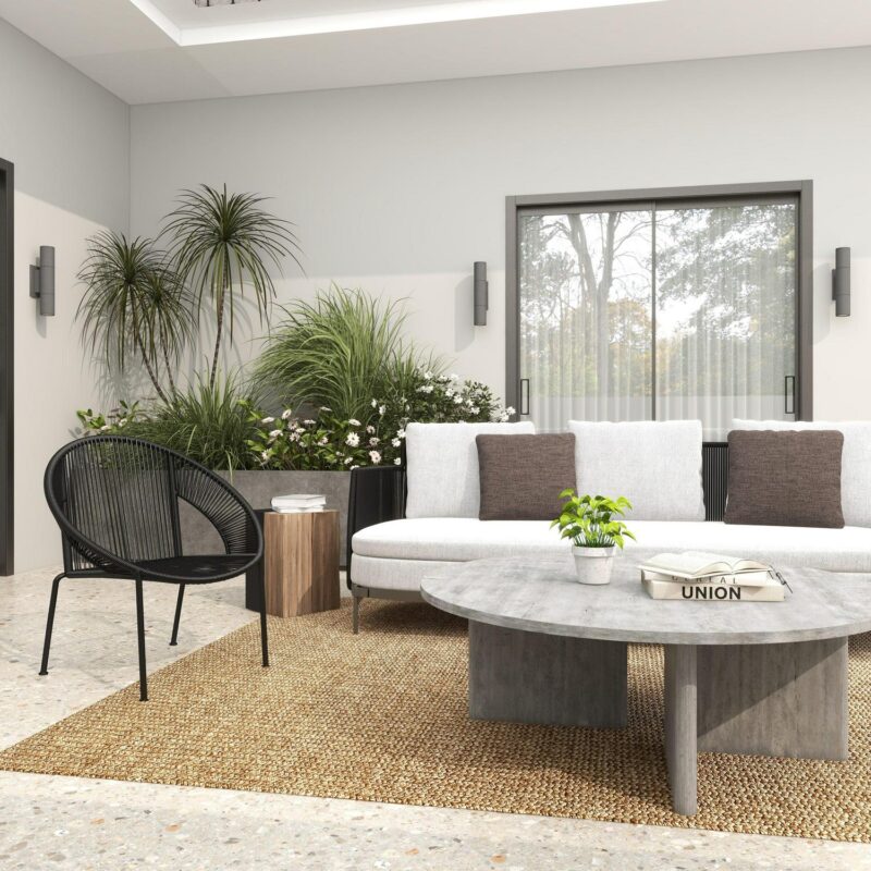 DecMode Black Plastic Rattan Contemporary Outdoor Chair, 29 W x 23 L x 30 H, featuring a Rounded Seat with Backrest - Image 12