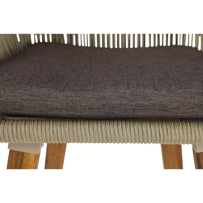DecMode Wood Indoor Outdoor Woven Rope Bar Stool with Polyester Cushions and Slender Tapered Legs, Gray - Image 7