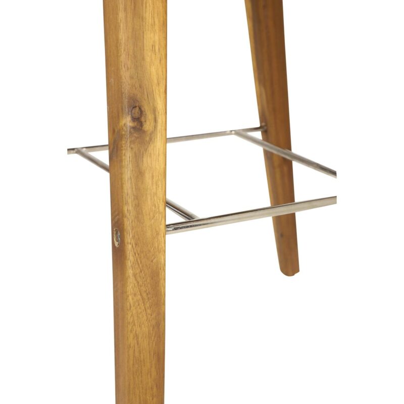 DecMode Wood Indoor Outdoor Woven Rope Bar Stool with Polyester Cushions and Slender Tapered Legs, Gray - Image 6
