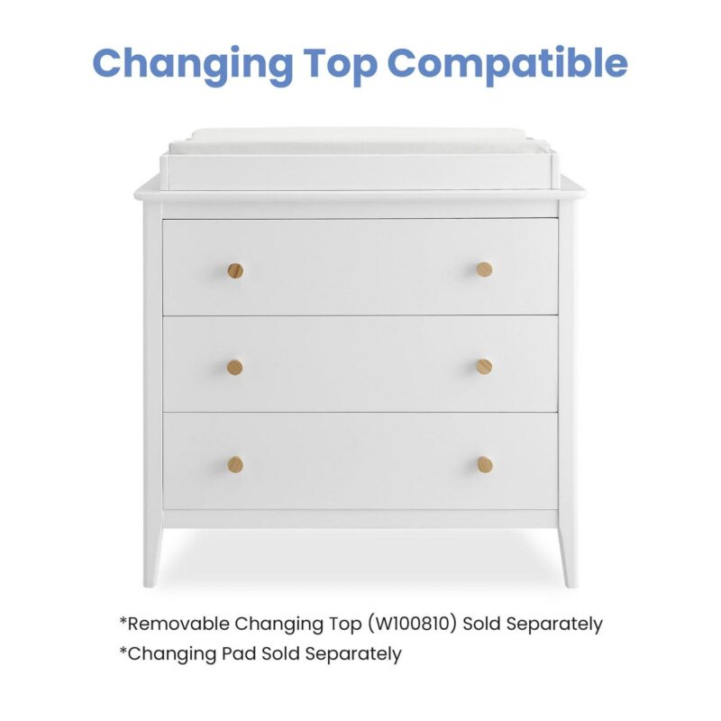 Delta Children Casey 3 Drawer Dresser with Interlocking Drawers, Bianca White/Natural - Image 5