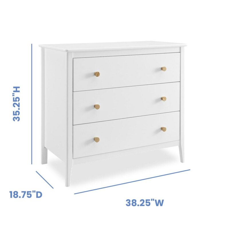 Delta Children Casey 3 Drawer Dresser with Interlocking Drawers, Bianca White/Natural - Image 7