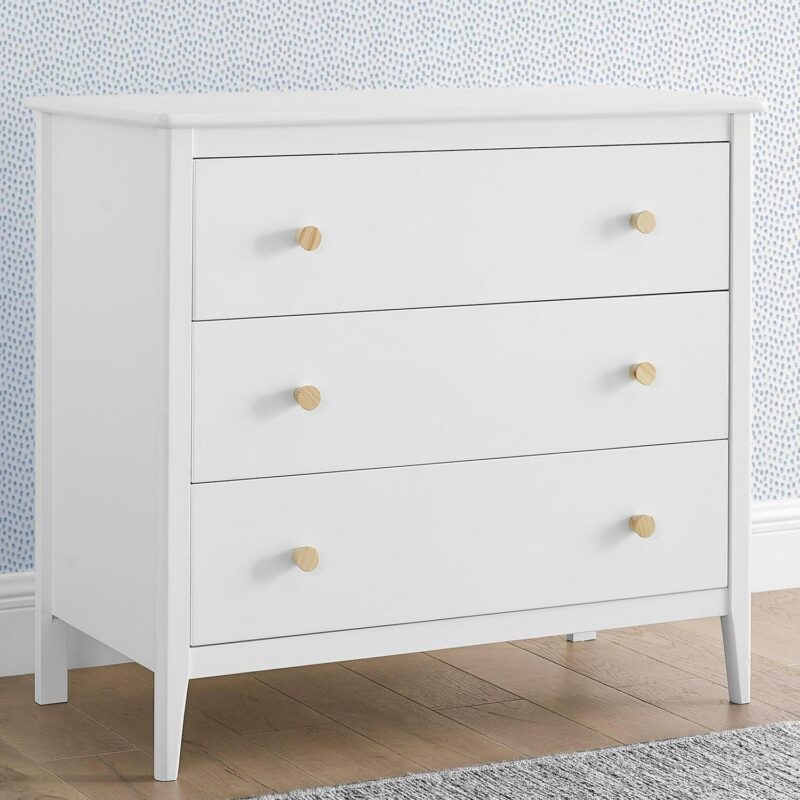 Delta Children Casey 3 Drawer Dresser with Interlocking Drawers, Bianca White/Natural - Image 2