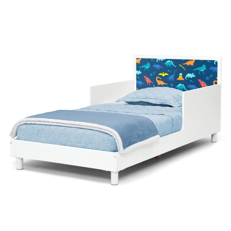 Delta Children Dreamer Toddler Bed (Choose from Dinosaur or Rainbow Headboard Stickers), Bianca White - Image 10