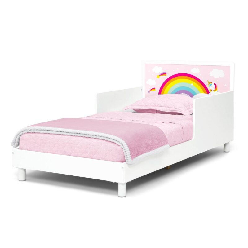 Delta Children Dreamer Toddler Bed (Choose from Dinosaur or Rainbow Headboard Stickers), Bianca White - Image 12