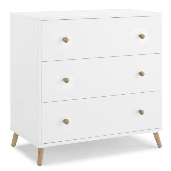 Delta Children Essex 3 Drawer Dresser with Interlocking Drawers - Greenguard Gold Certified, Bianca White/Natural